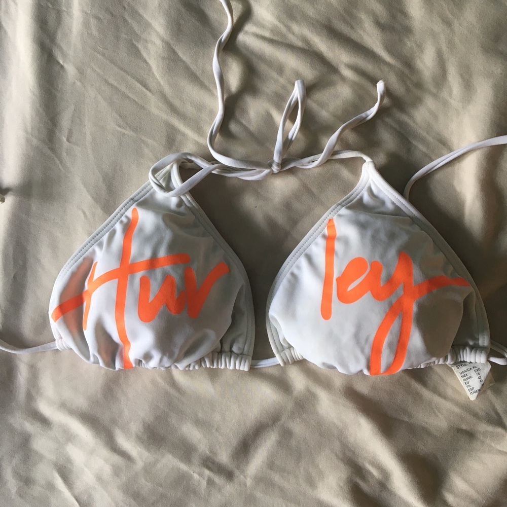 Hurley white and orange triangle bikini top